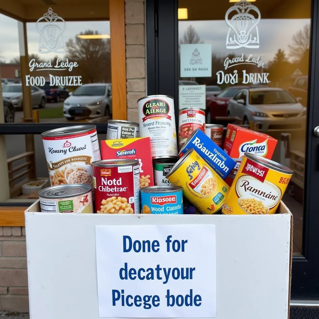 Donating food items to the Grand Ledge Food Bank