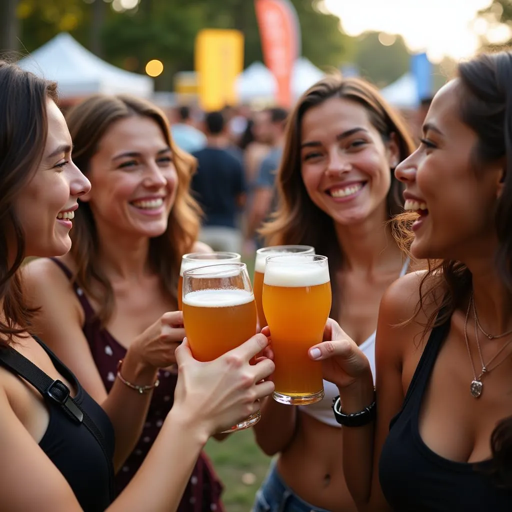 Friends cheering with craft beers at the Grand Rapids Beer Festival