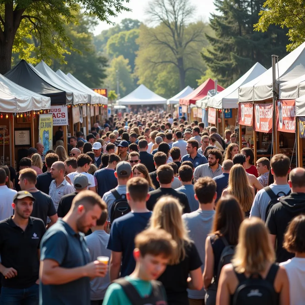 Festivalgoers enjoying the food, beer, and wine festival in Grand Rapids