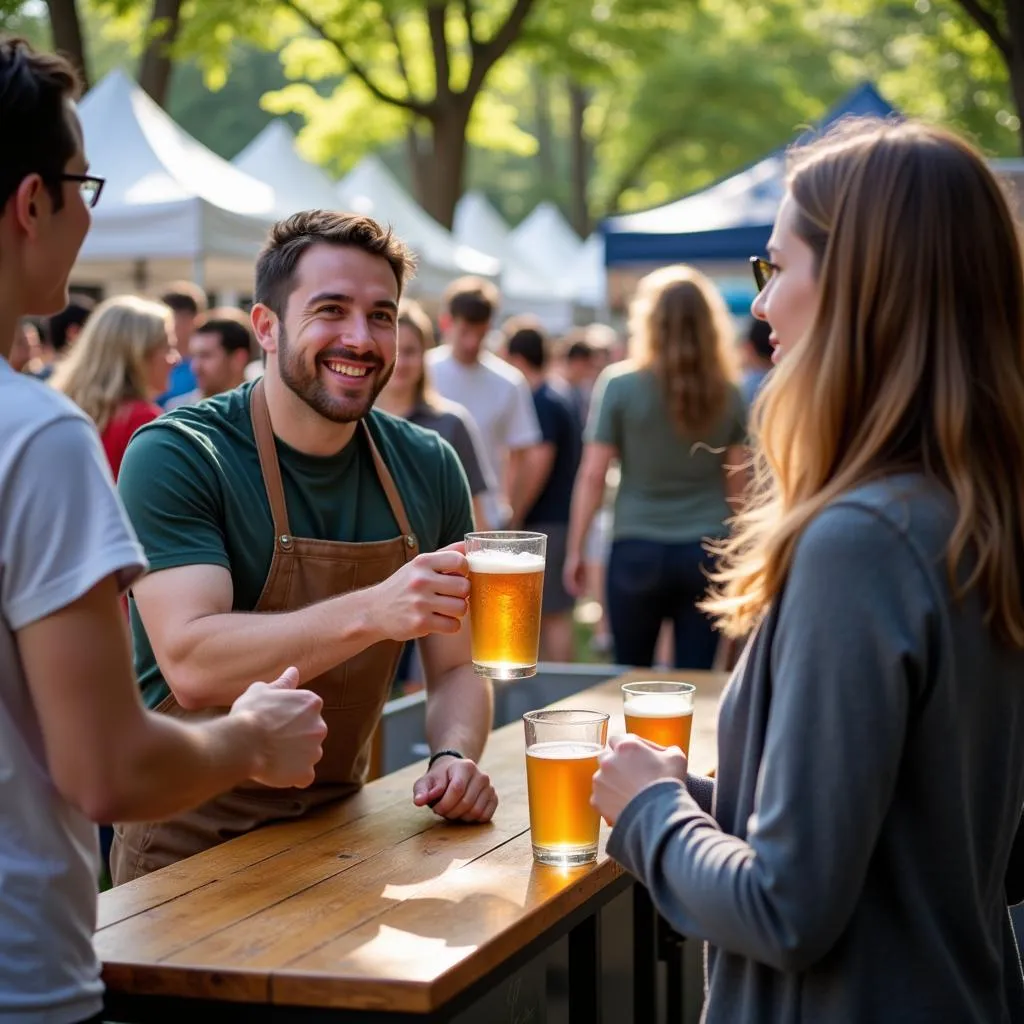 Local vendors serving festivalgoers at the food, beer, and wine event in Grand Rapids