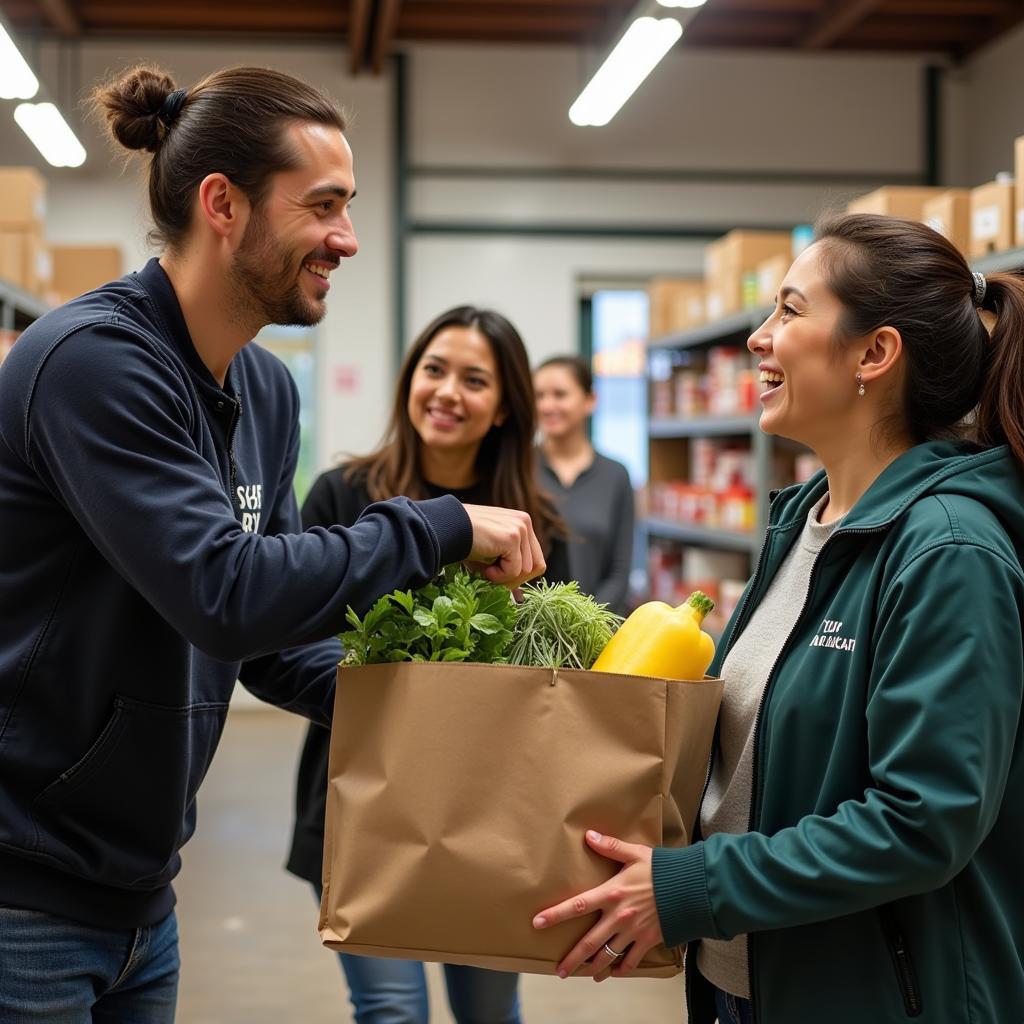 Community members receiving support at a food pantry in Grants Pass