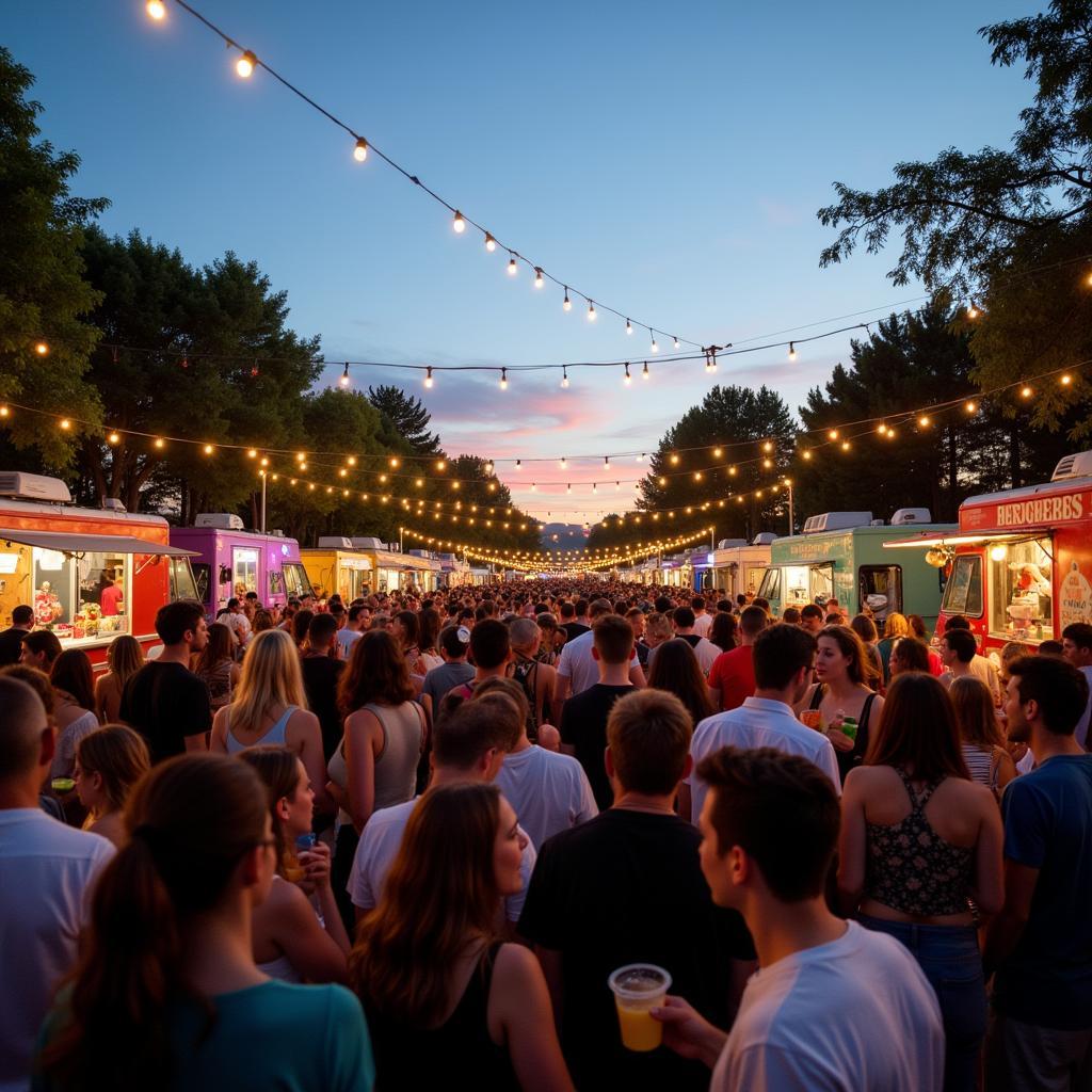 Crowd Enjoying Food at the Greece Food Truck Rodeo