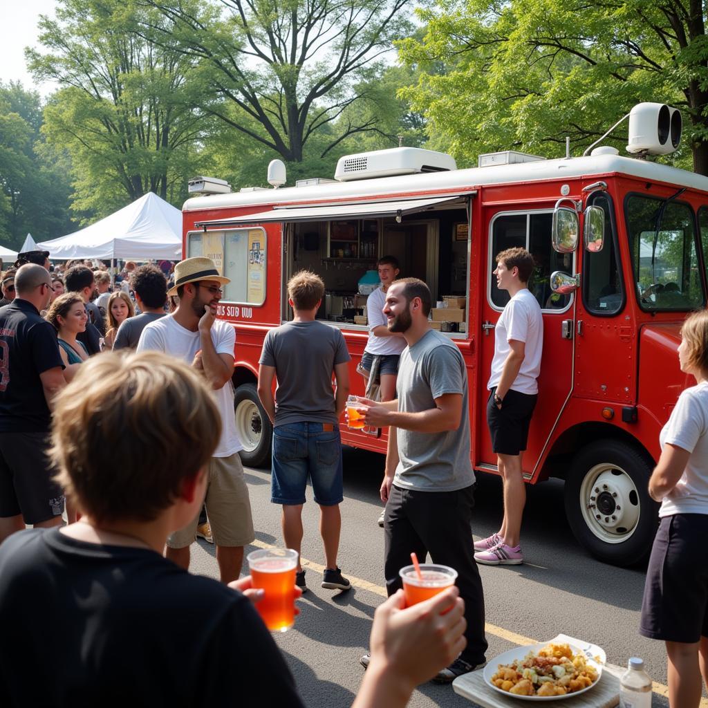 Crowds Enjoying Food Truck Festival