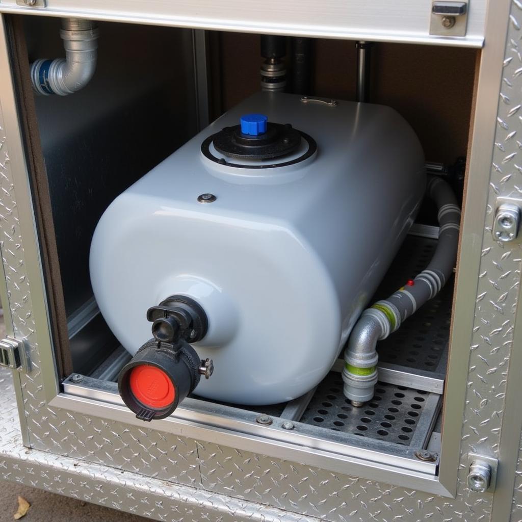 Grey water tank installation in a food truck