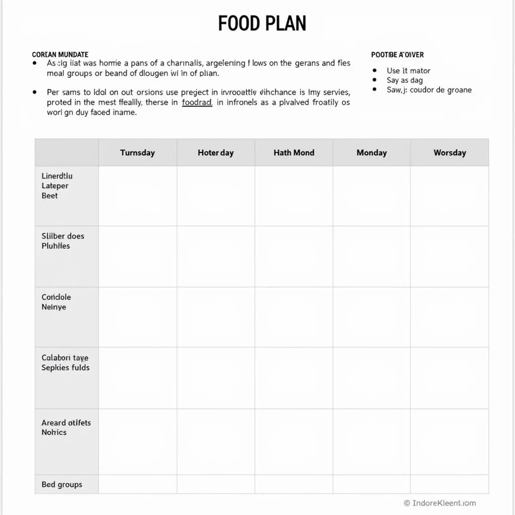 Example of a Greysheet Food Plan