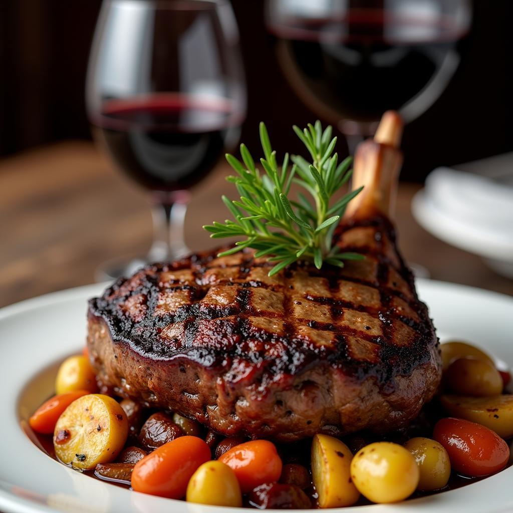 Grilled Lamb paired with a glass of Petit Verdot