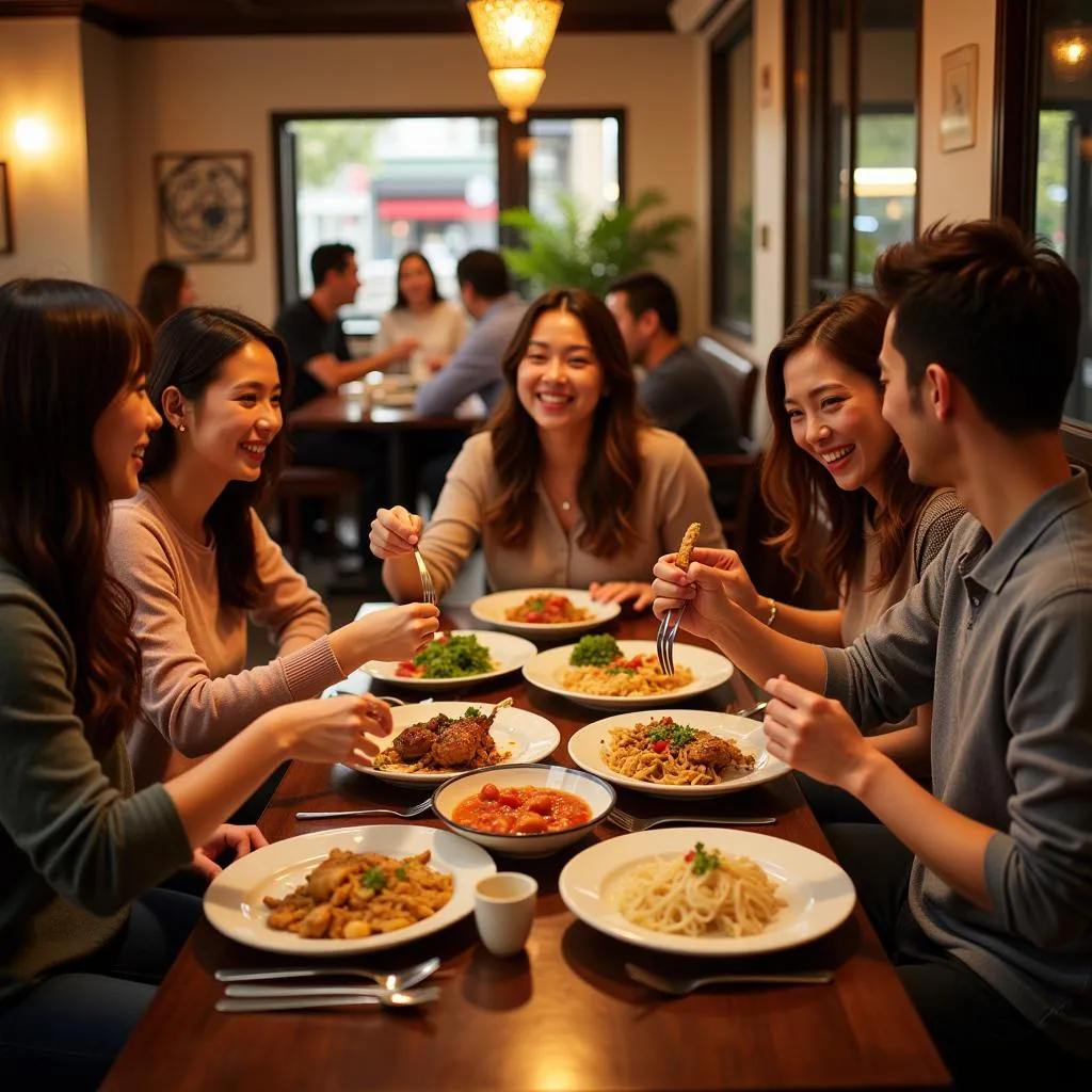 Friends Enjoying a Meal Together at a Chinese Restaurant in Mount Pleasant