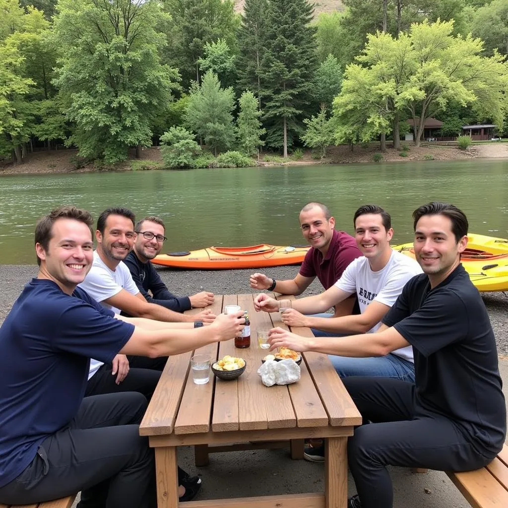 Group enjoying snacks during San Rafael River Trip