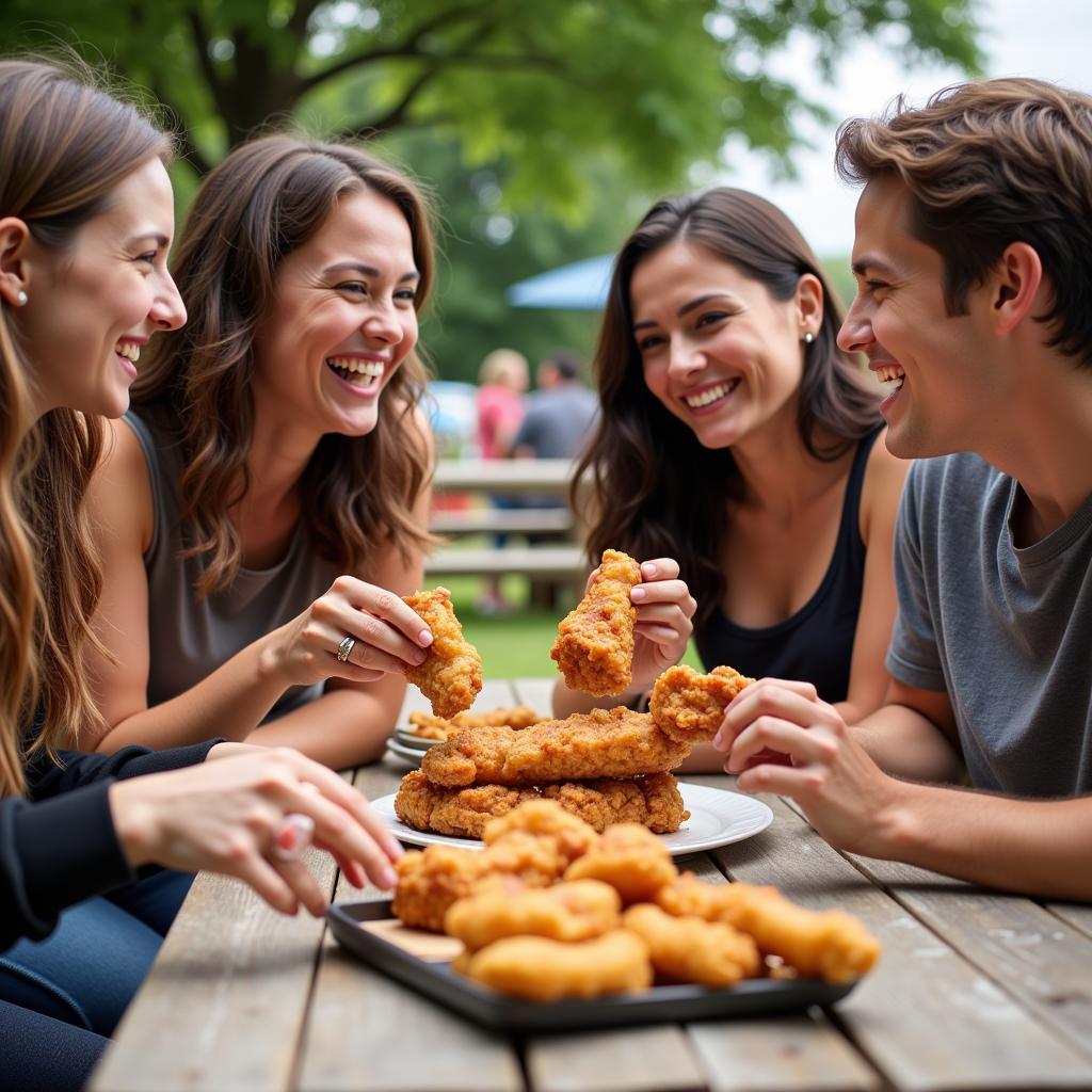 Group of Friends Enjoying Food Truck Food