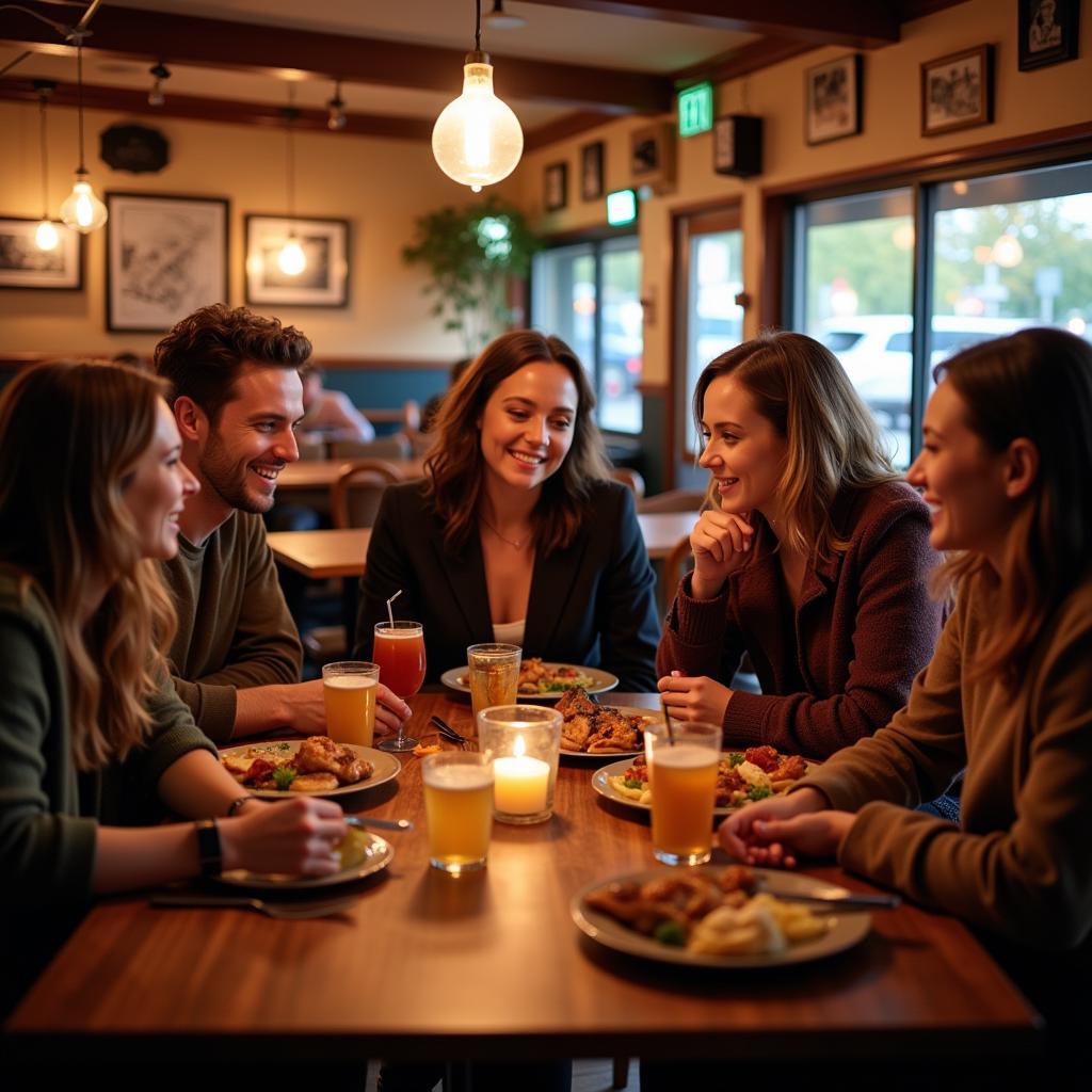 Friends enjoying a meal together at a Clarion restaurant