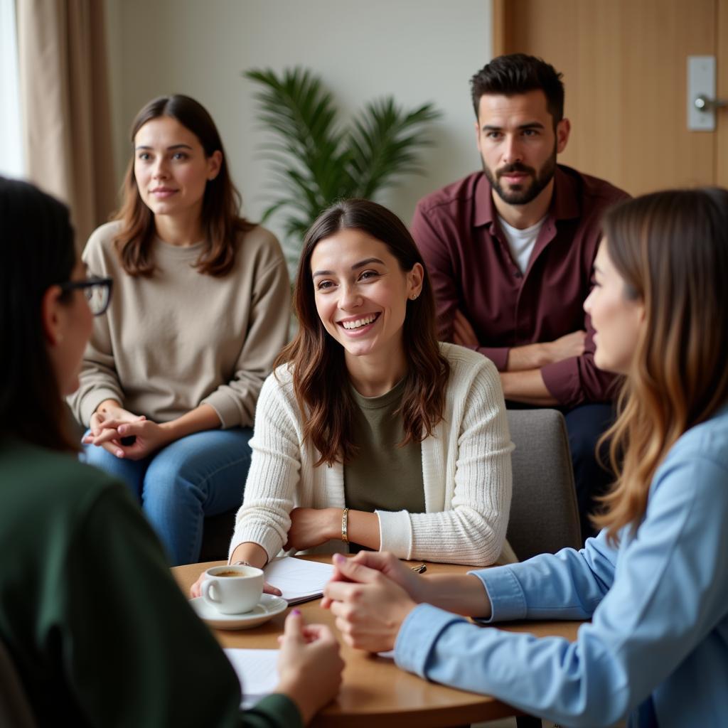 Group therapy session for people struggling with food addiction.