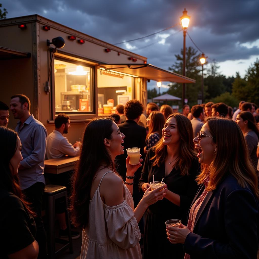 Guests Enjoying Food Truck at Bar Mitzvah