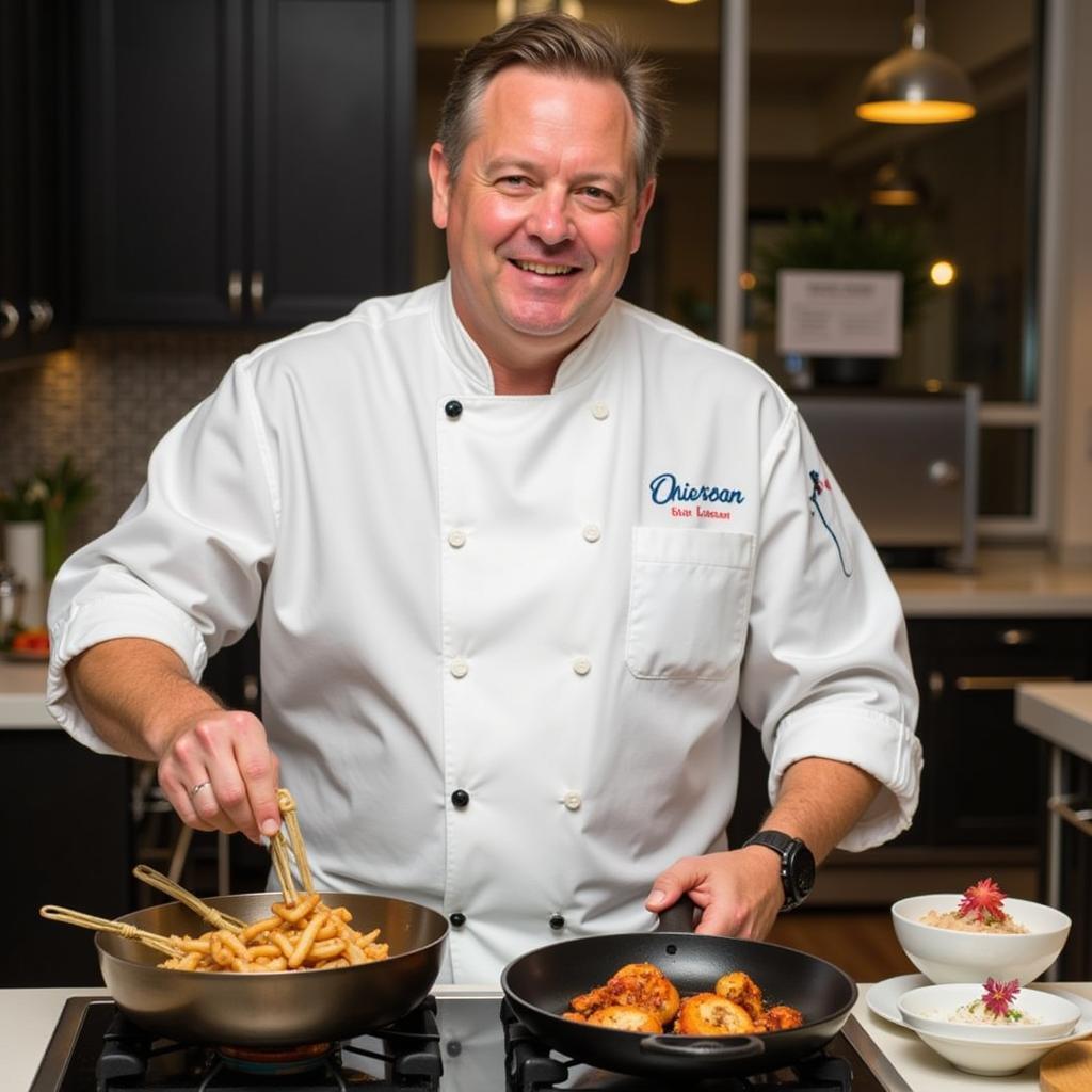 Renowned Chef Conducting a Cooking Demonstration