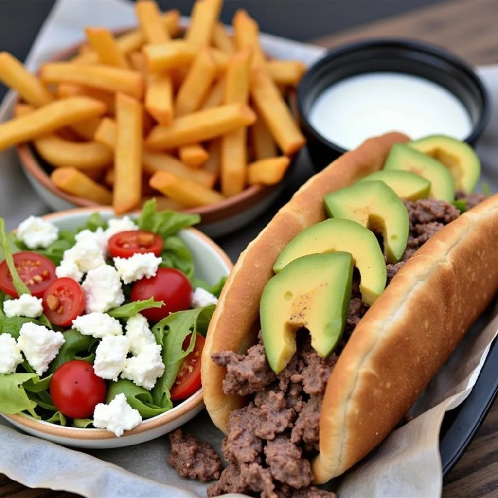 Gyro meal with various sides