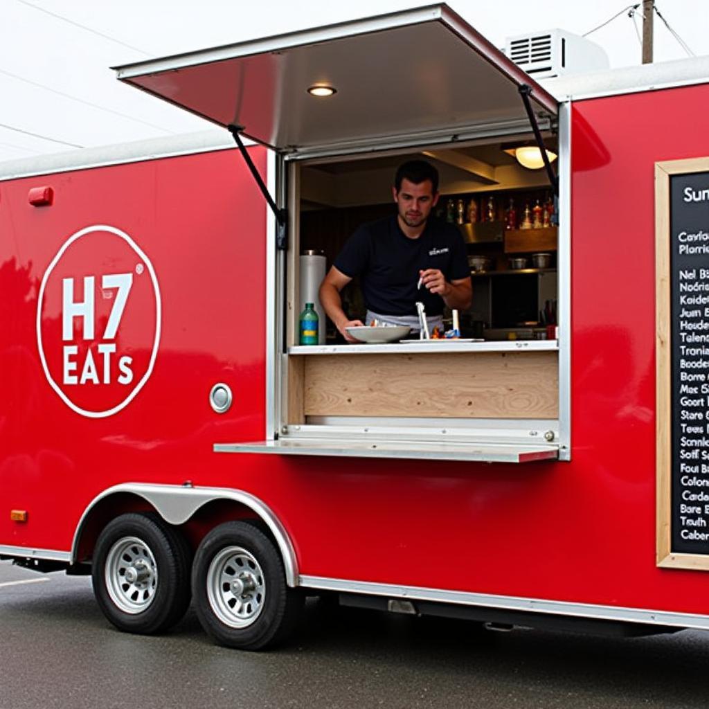 H7 Eats Food Truck parked at a local food festival, ready to serve customers