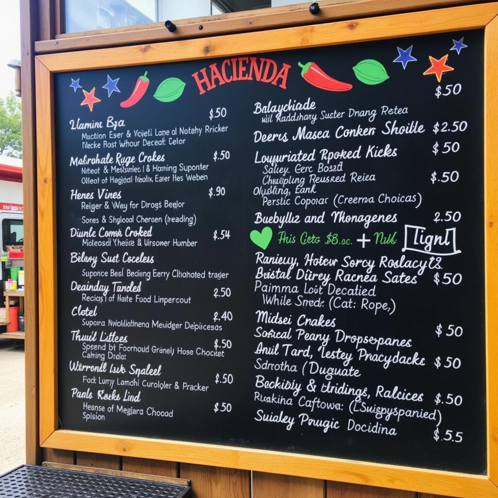 Hacienda Food Truck Menu Board