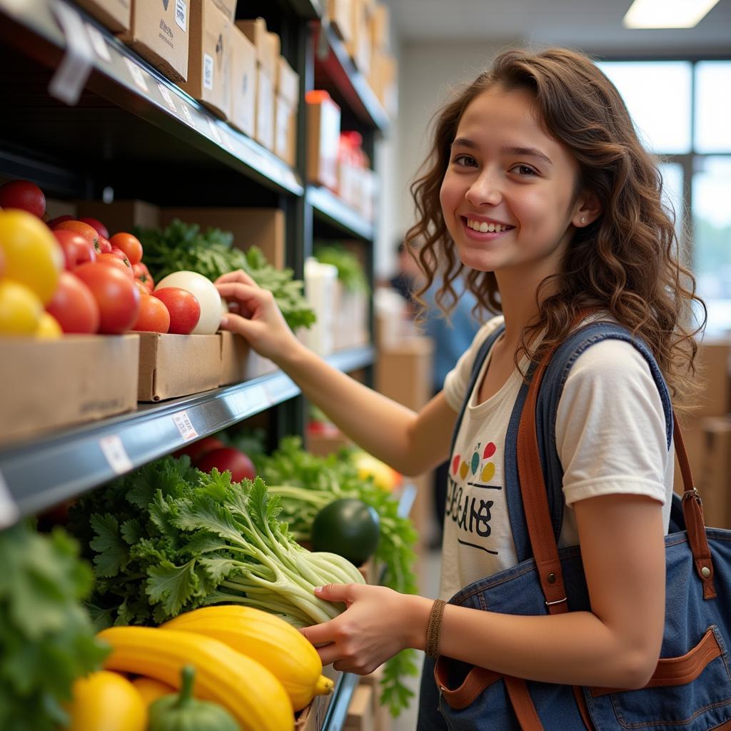 Hackensack resident choosing items at a local food pantry.