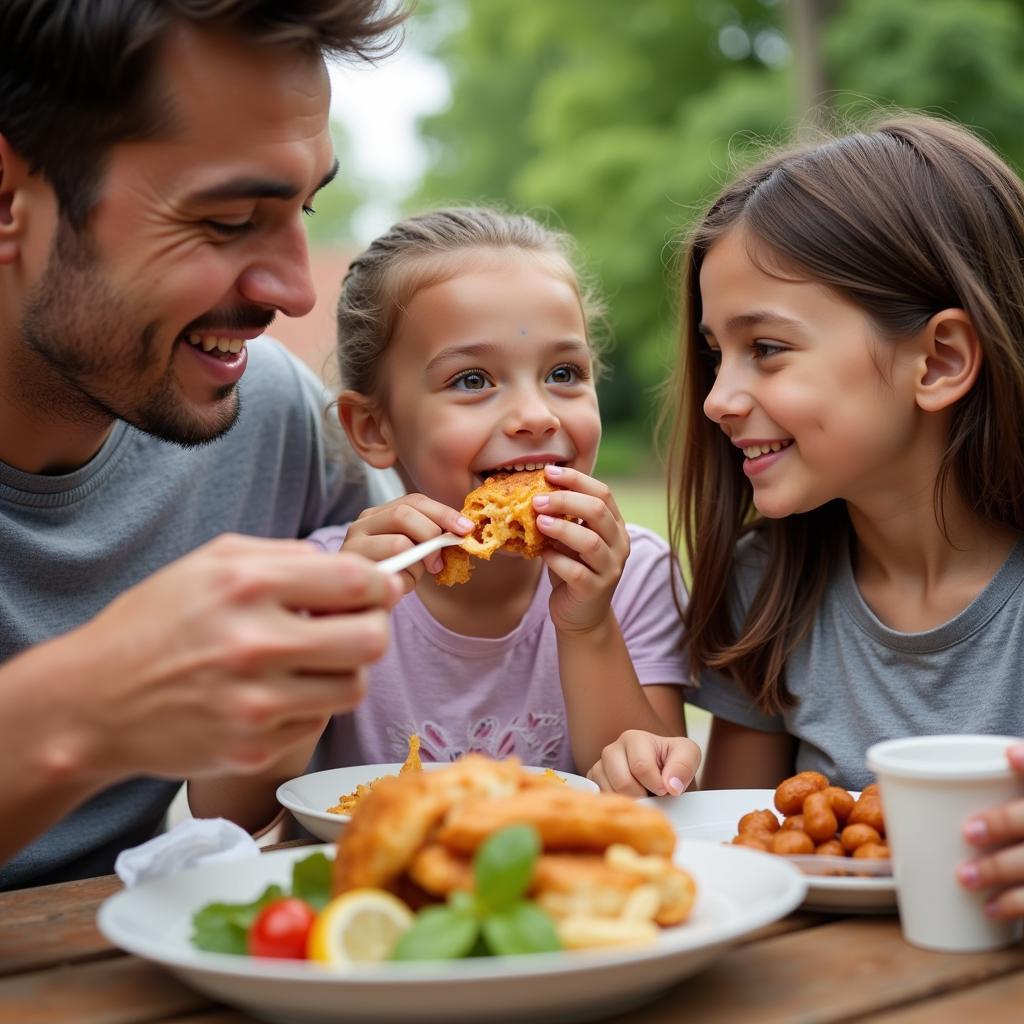 Families enjoying a meal at a Hagerstown Food truck park