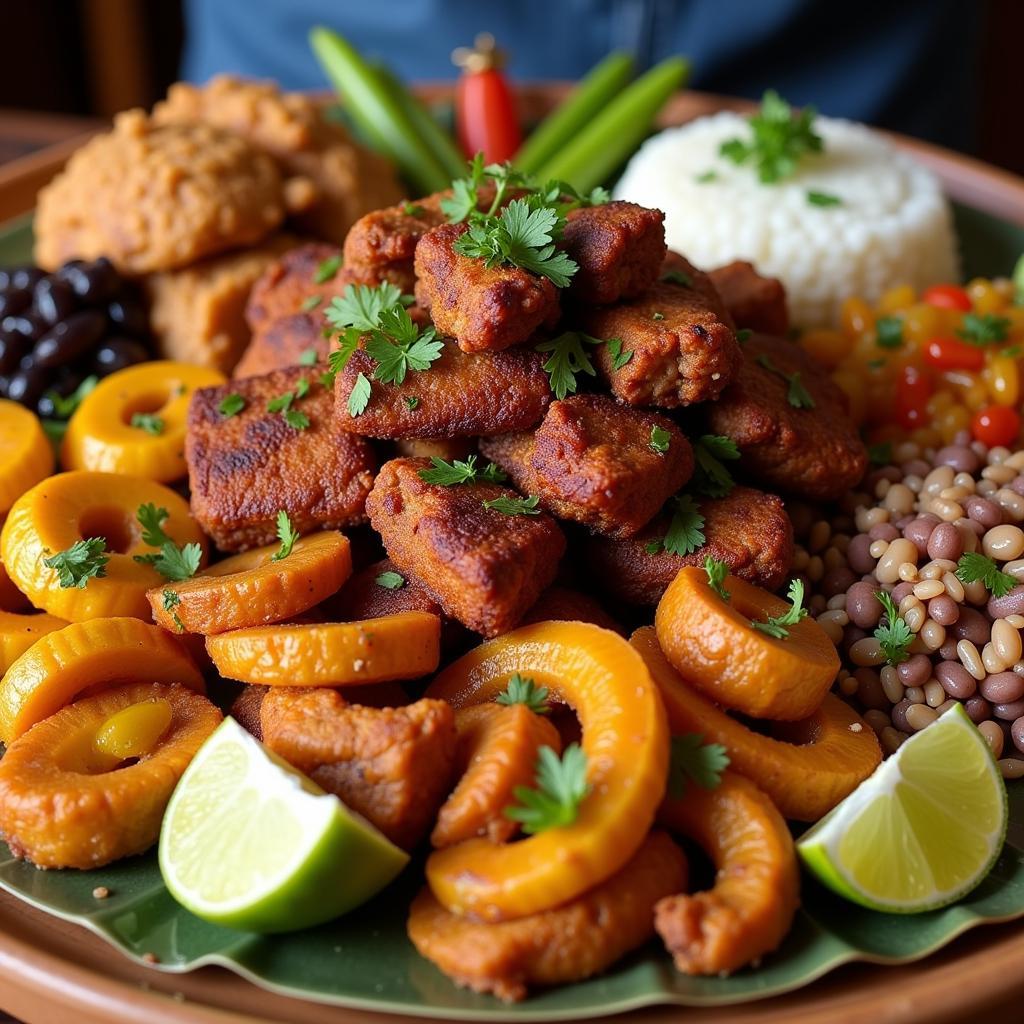 A colorful Haitian food platter perfect for catering events