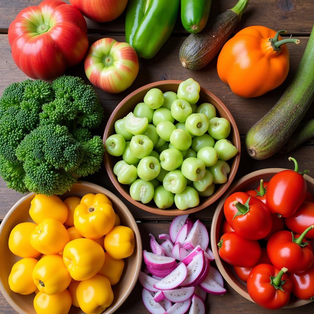 Bowl of vibrant Haitian Labouyi ingredients