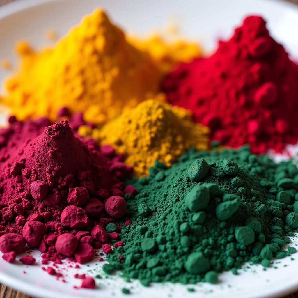 Various ingredients used in halal food colouring