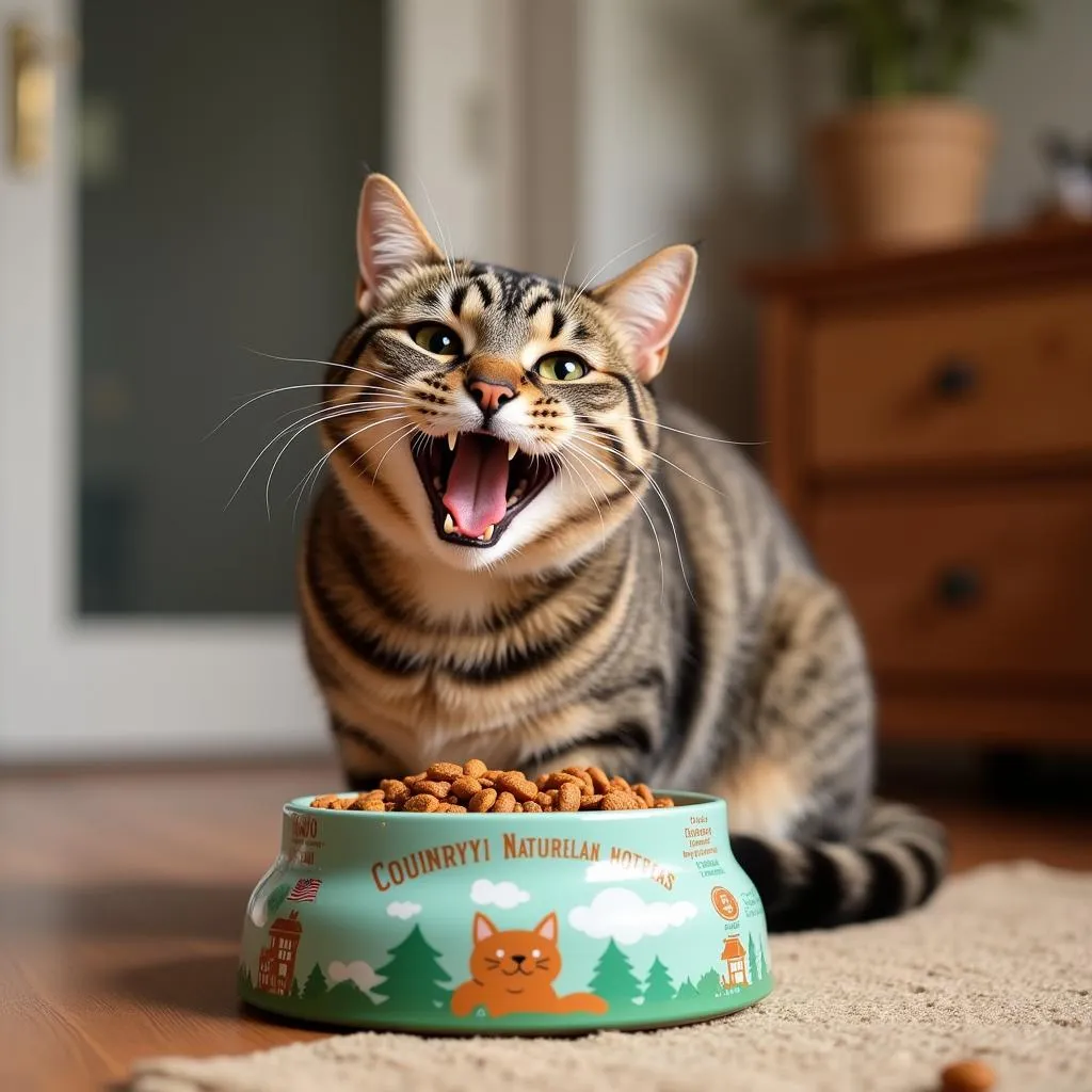 Happy Cat Enjoying Country Naturals Food