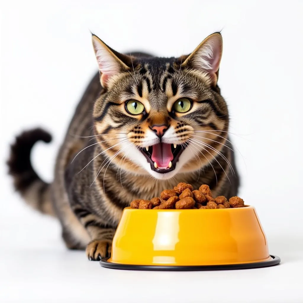 Happy Cat Eating Dave's Pet Food