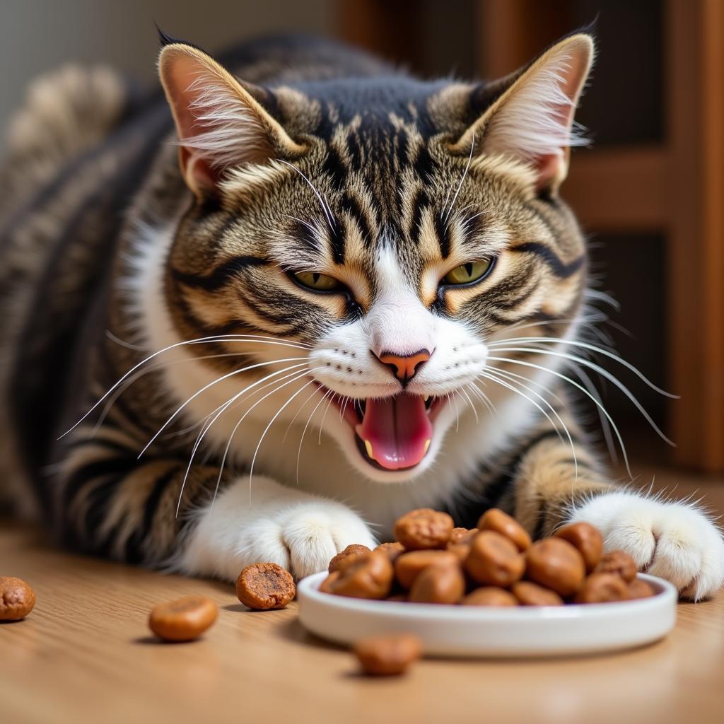 Cat Enjoying Duck Cat Food