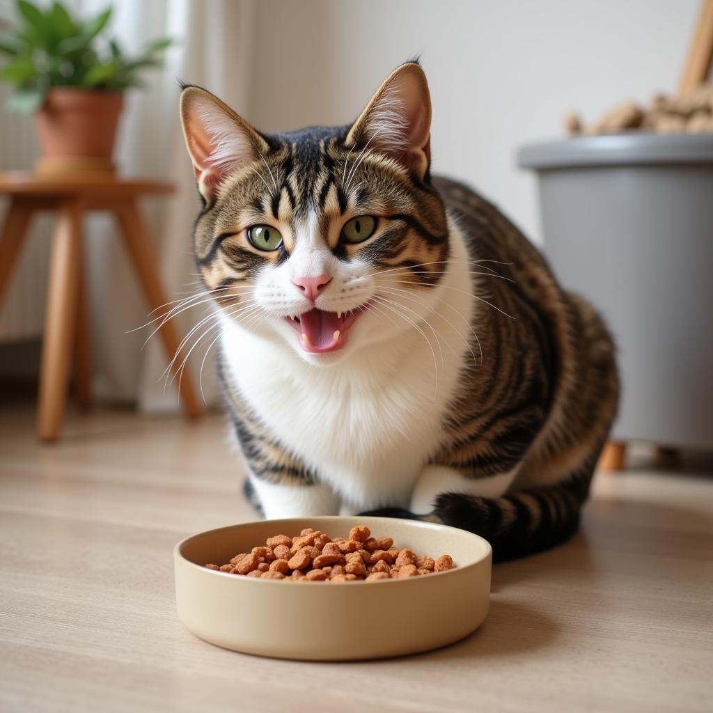 Happy Cat Eating Gluten-Free Wet Food