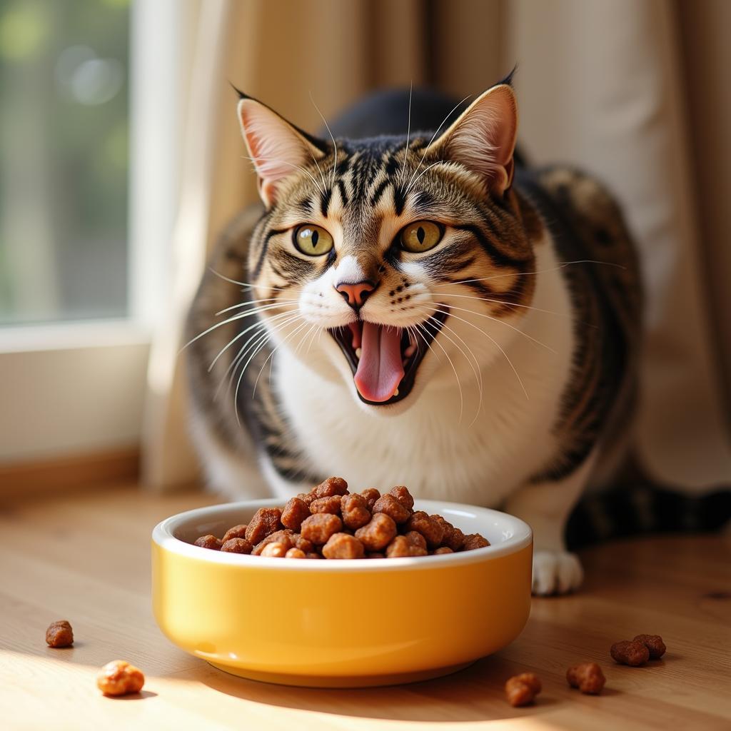 Happy Cat Eating Lotus Just Juicy