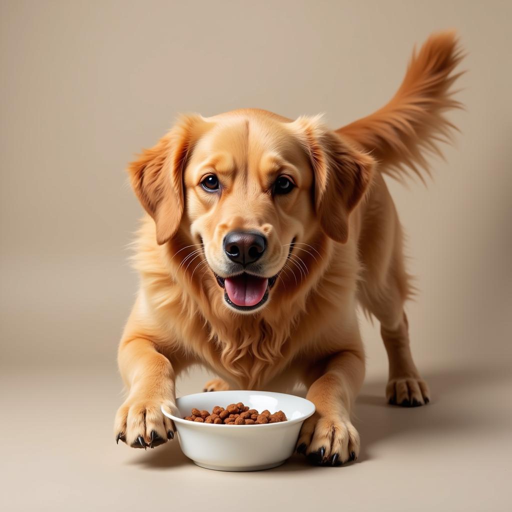 Happy Dog Eating Amicus Food