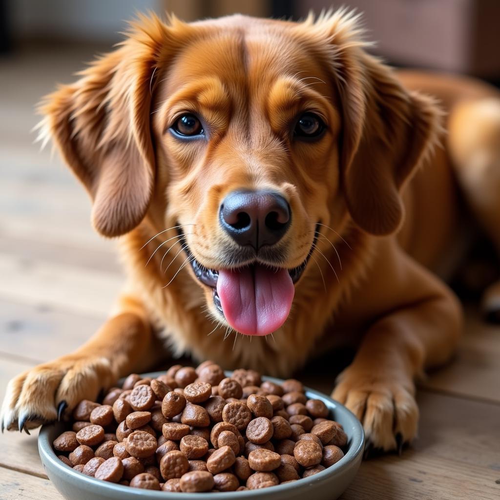 Happy Dog Eating Beef and Bison Food