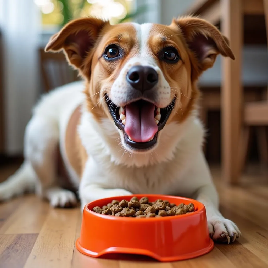 Happy Dog Enjoying Bravo Freeze Dried Dog Food