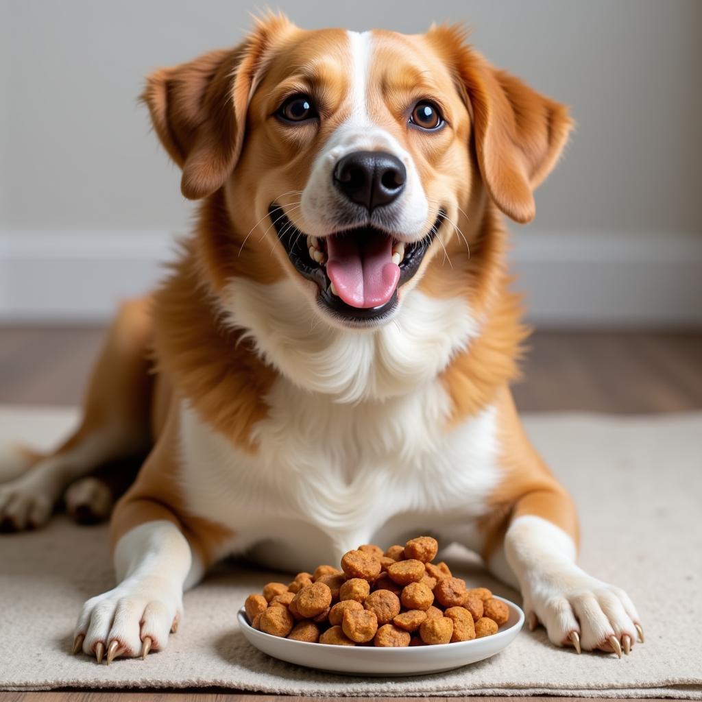 Happy Dog Eating Cod