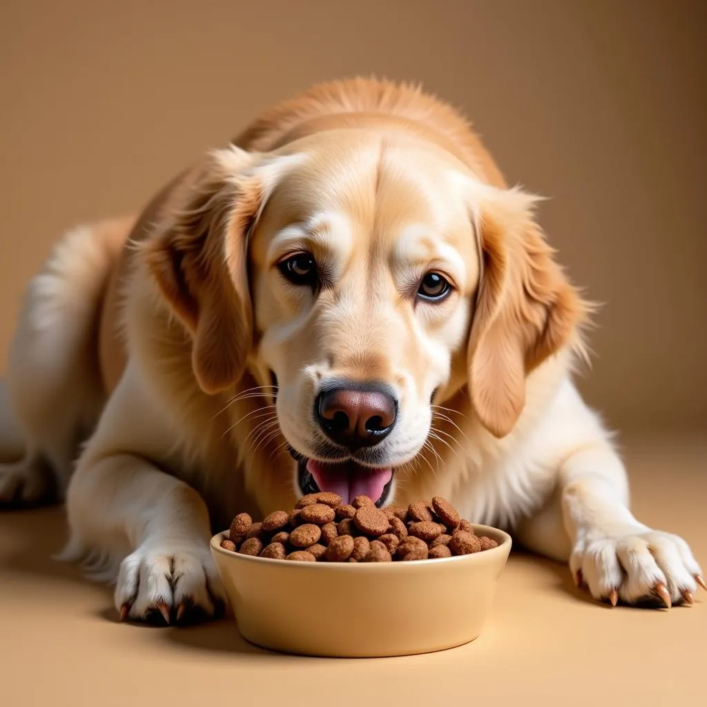 Golden Retriever enjoying Country Naturals Dog Food