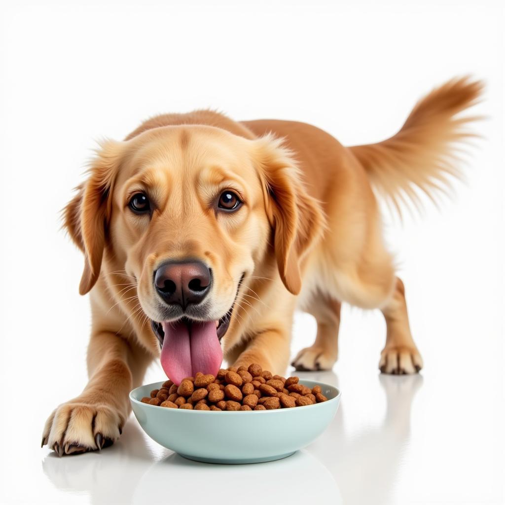 Happy Dog Eating Food