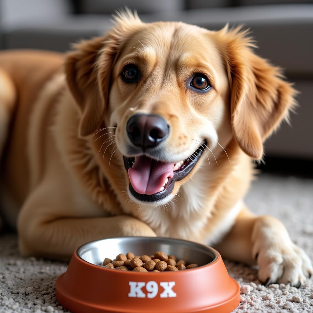 Happy Dog Enjoying K9 X Dog Food