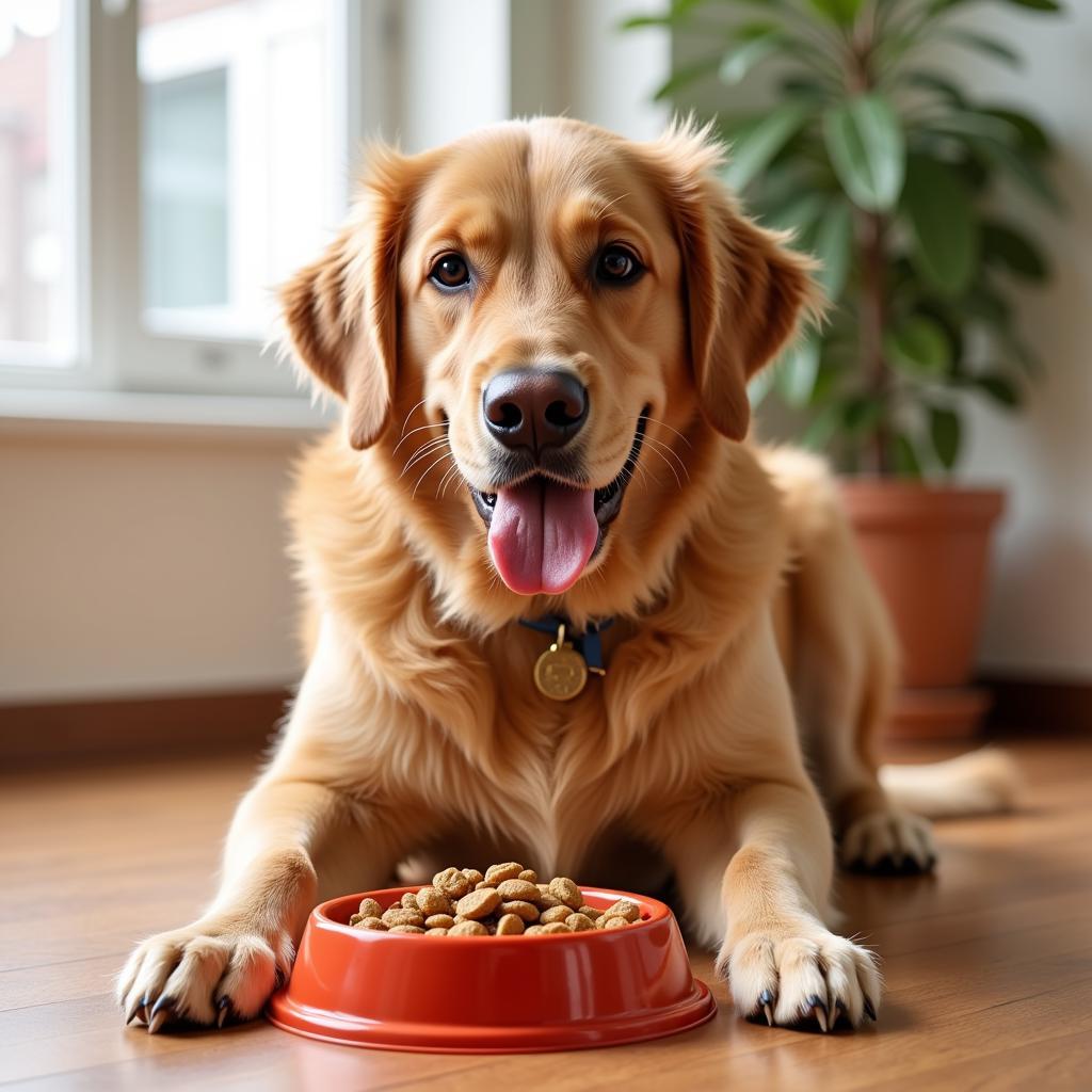 Happy Dog Eating Potato-Free Food