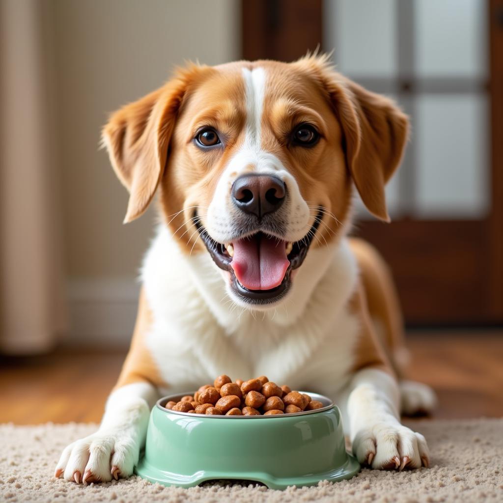 Happy Dog Eating Pure Harmony