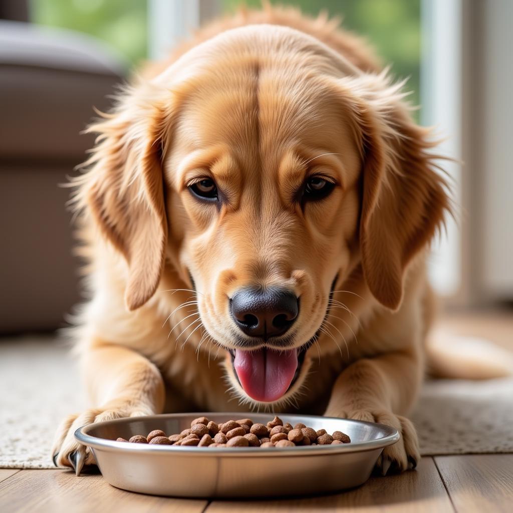 A Happy Dog Enjoying a Meal