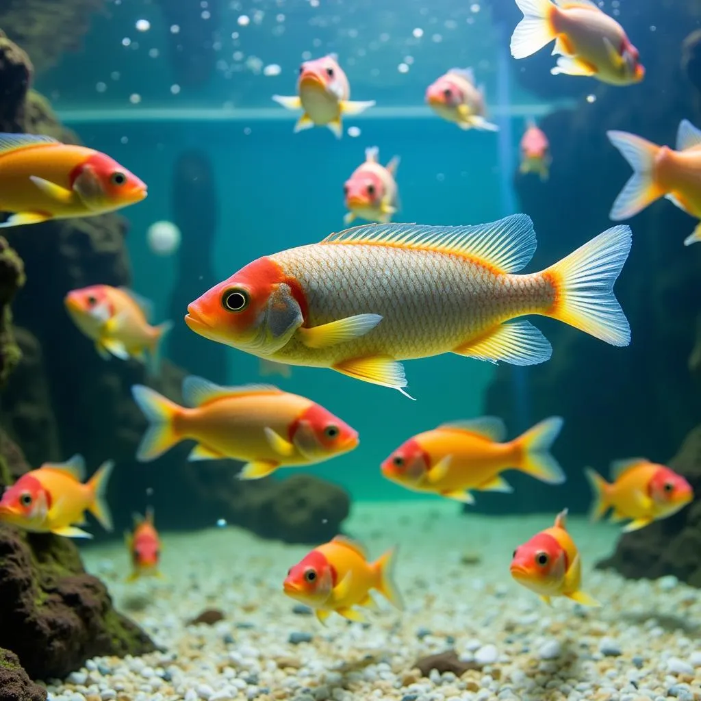  Vibrant fish swimming in a well-maintained aquarium