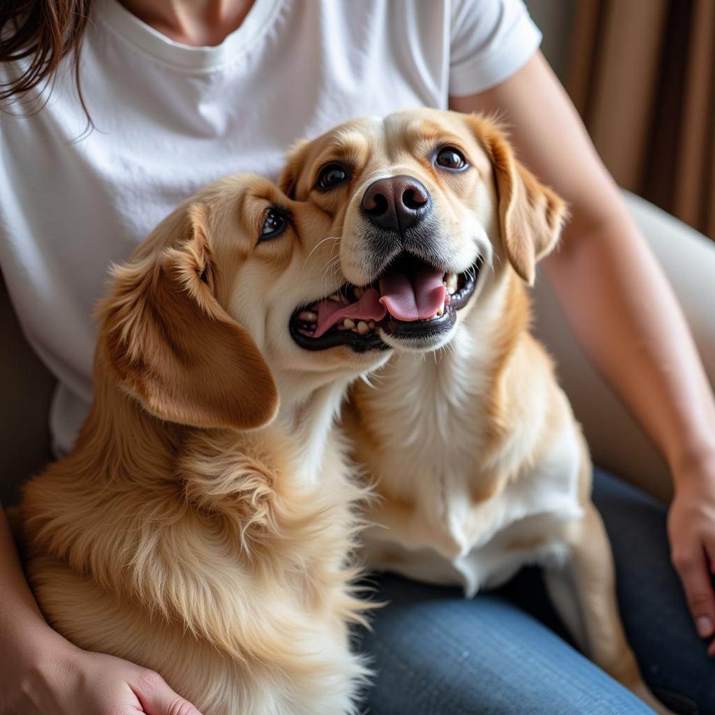 Happy Senior Dog with Owner