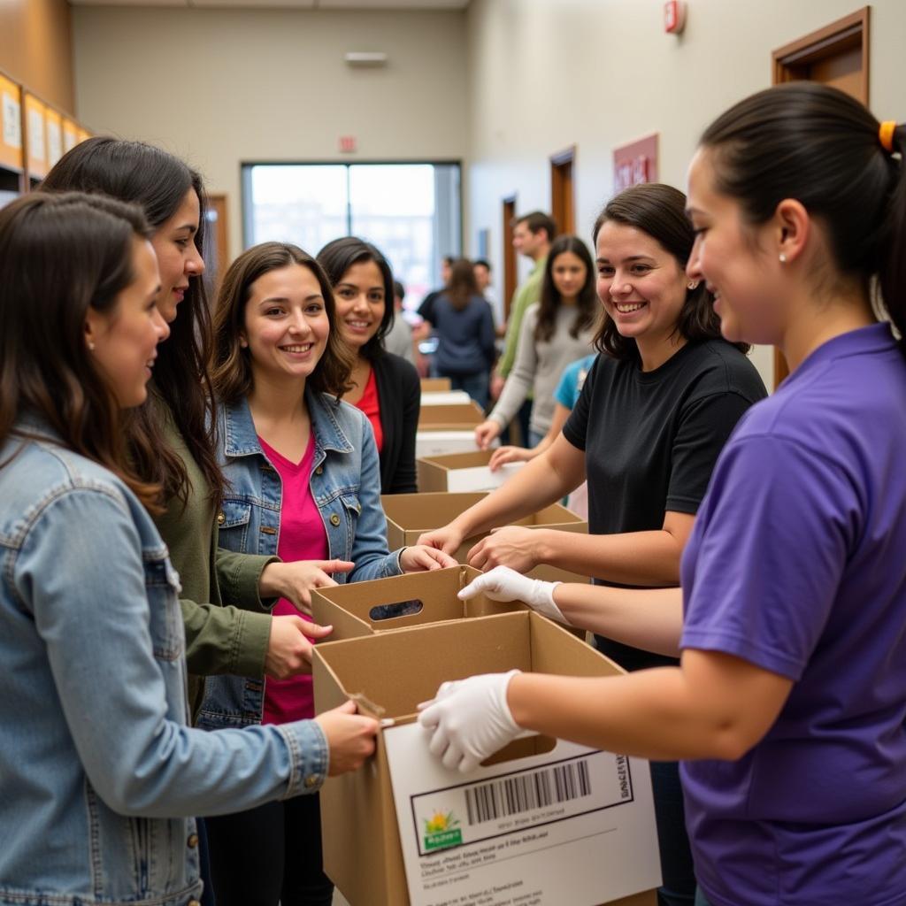 Individuals and families receiving food assistance at Harvest Ministries Food Pantry.