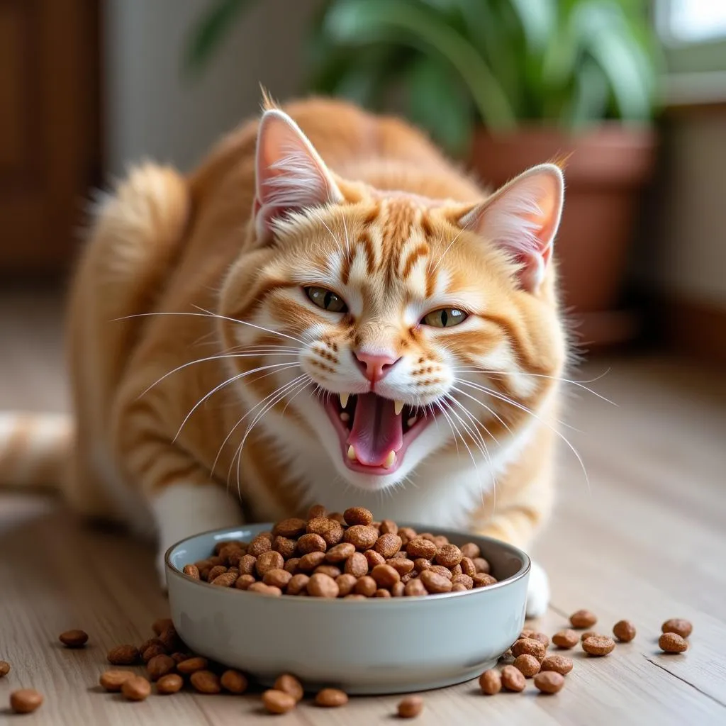 Cat enjoying a farm-fresh meal