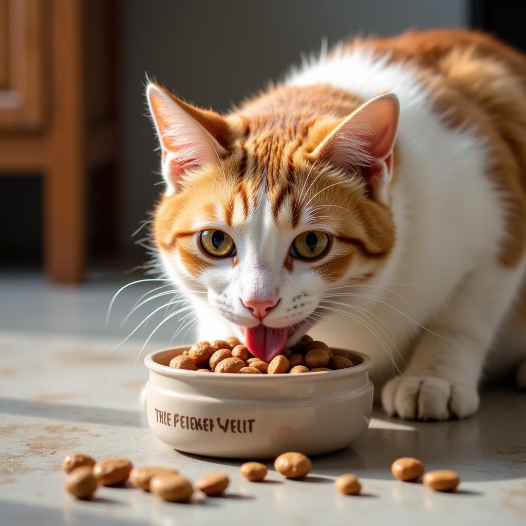 Healthy Cat Enjoying The Farmer's Cat Food