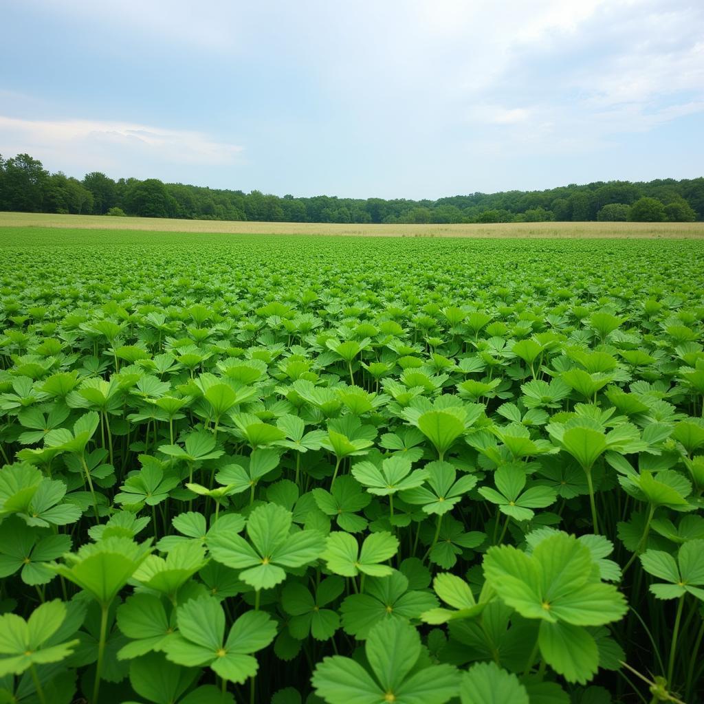 A thriving clover food plot after effective weed control