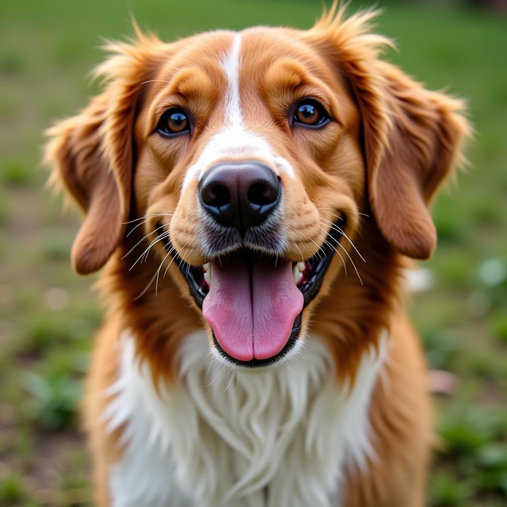 A happy and healthy dog after eating Taiga dog food.