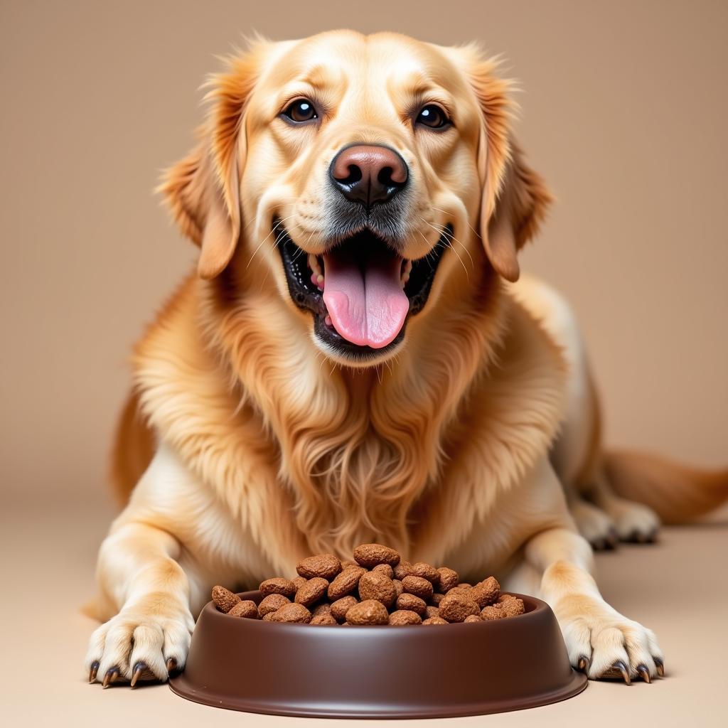 Healthy Dog Enjoying Raw Bison Food