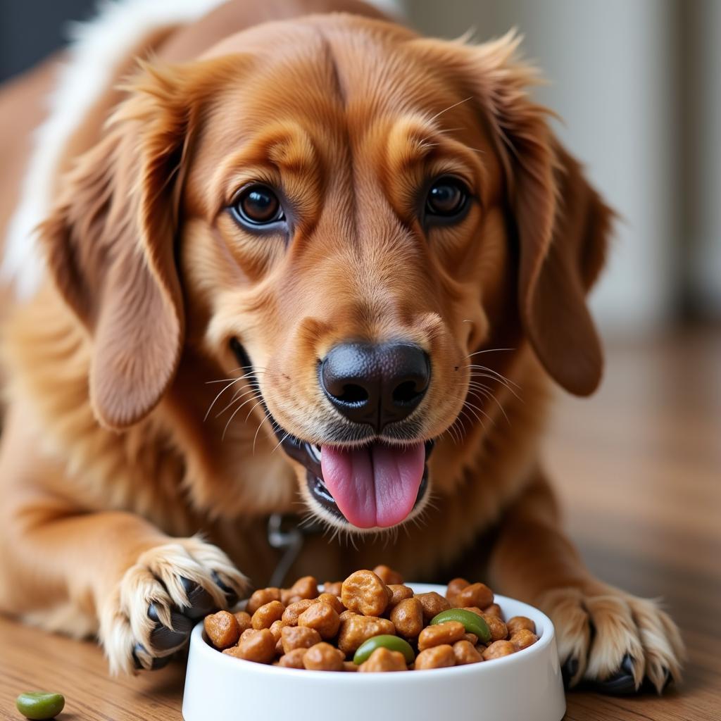 A Happy Dog Enjoying a Bowl of Rachael Ray Nutrish Wet Dog Food