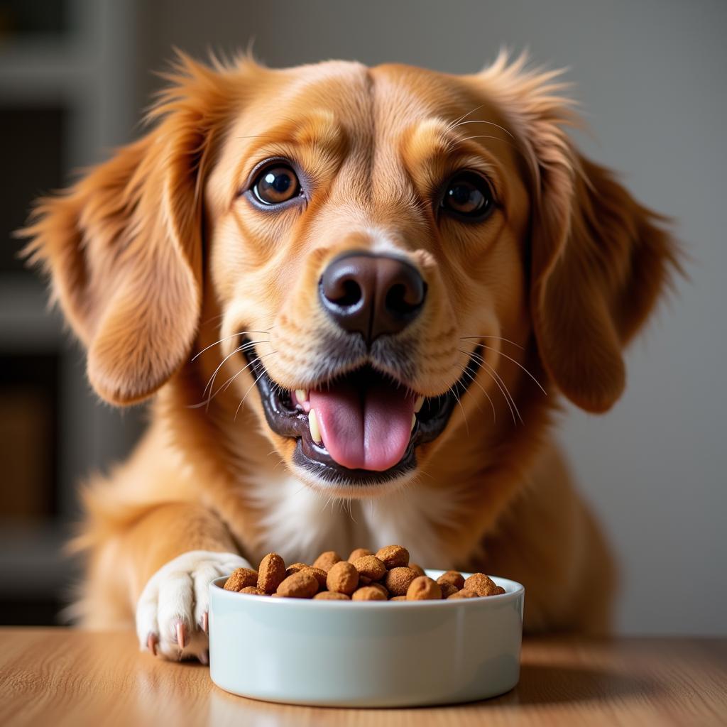 Happy and Healthy Dog Eating Natural Planet Dog Food